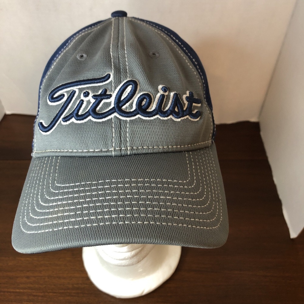Titleist Cap Hat Gray & Blue Adjustable Strap Knit Golf